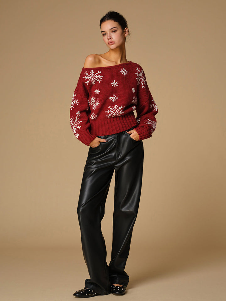 Haut Tricot Asymétrique en Bonhomme de Neige