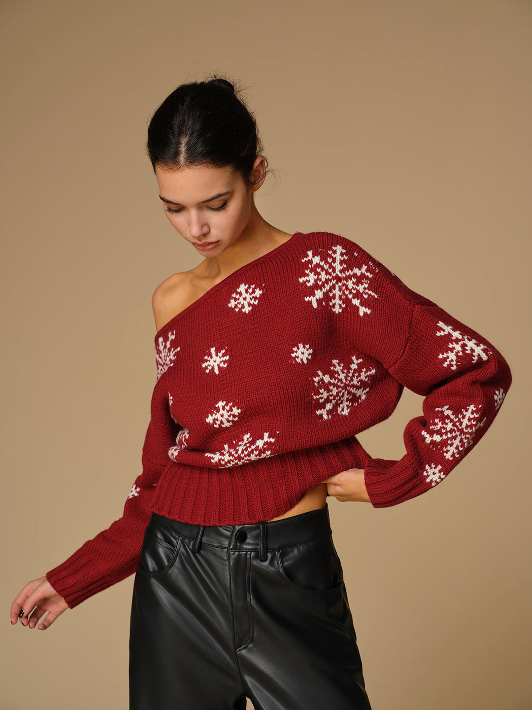Haut Tricot Asymétrique en Bonhomme de Neige