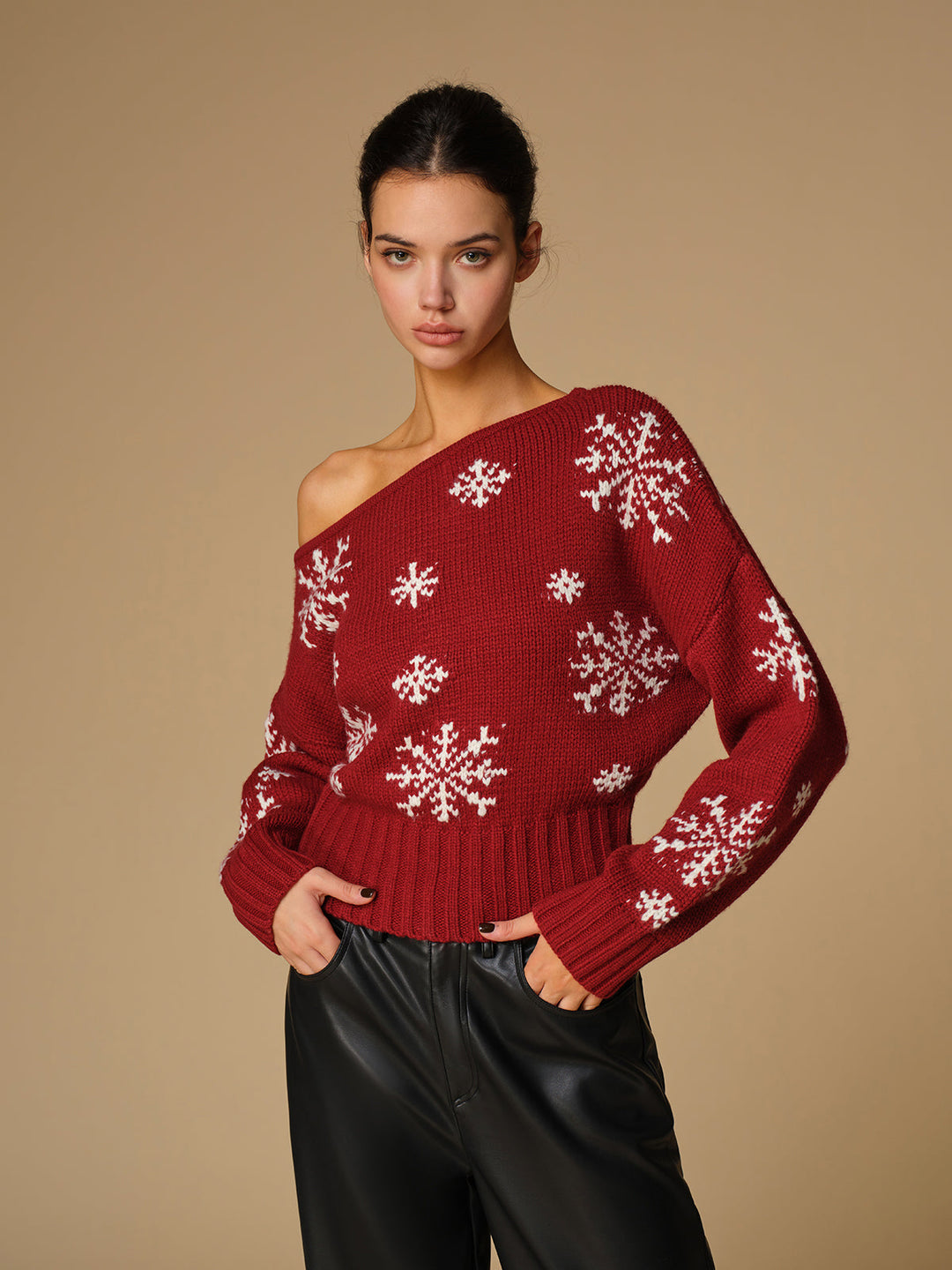 Haut Tricot Asymétrique en Bonhomme de Neige
