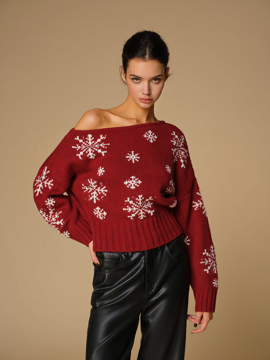 Haut Tricot Asymétrique en Bonhomme de Neige