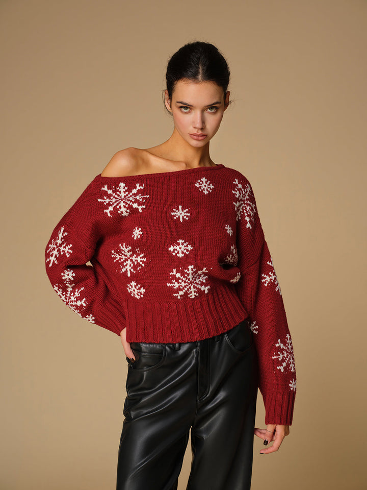 Haut Tricot Asymétrique en Bonhomme de Neige