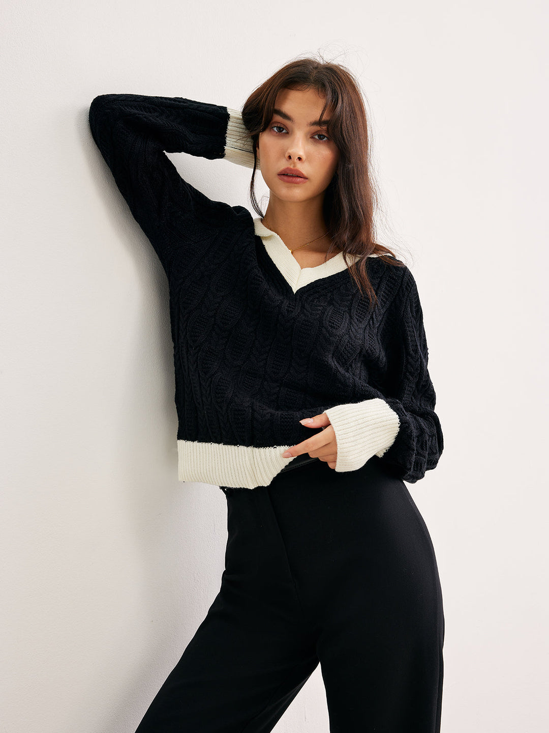 Pull Col en V Color Block
