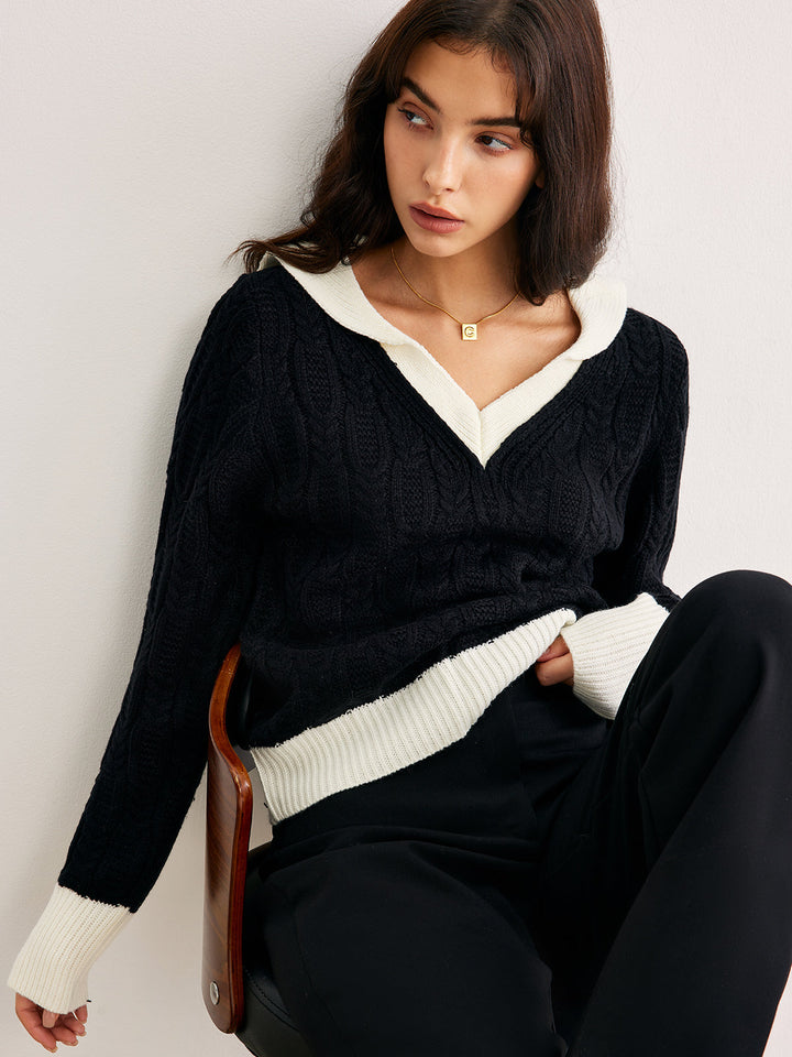 Pull Col en V Color Block