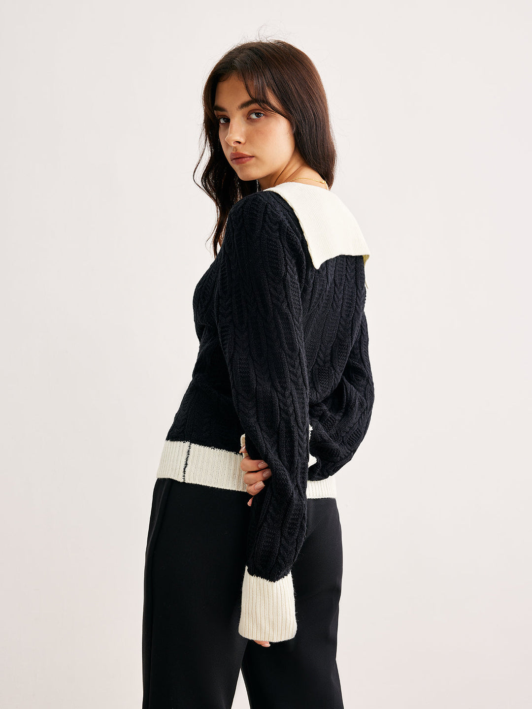 Pull Col en V Color Block