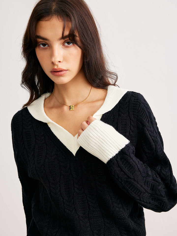 Pull Col en V Color Block