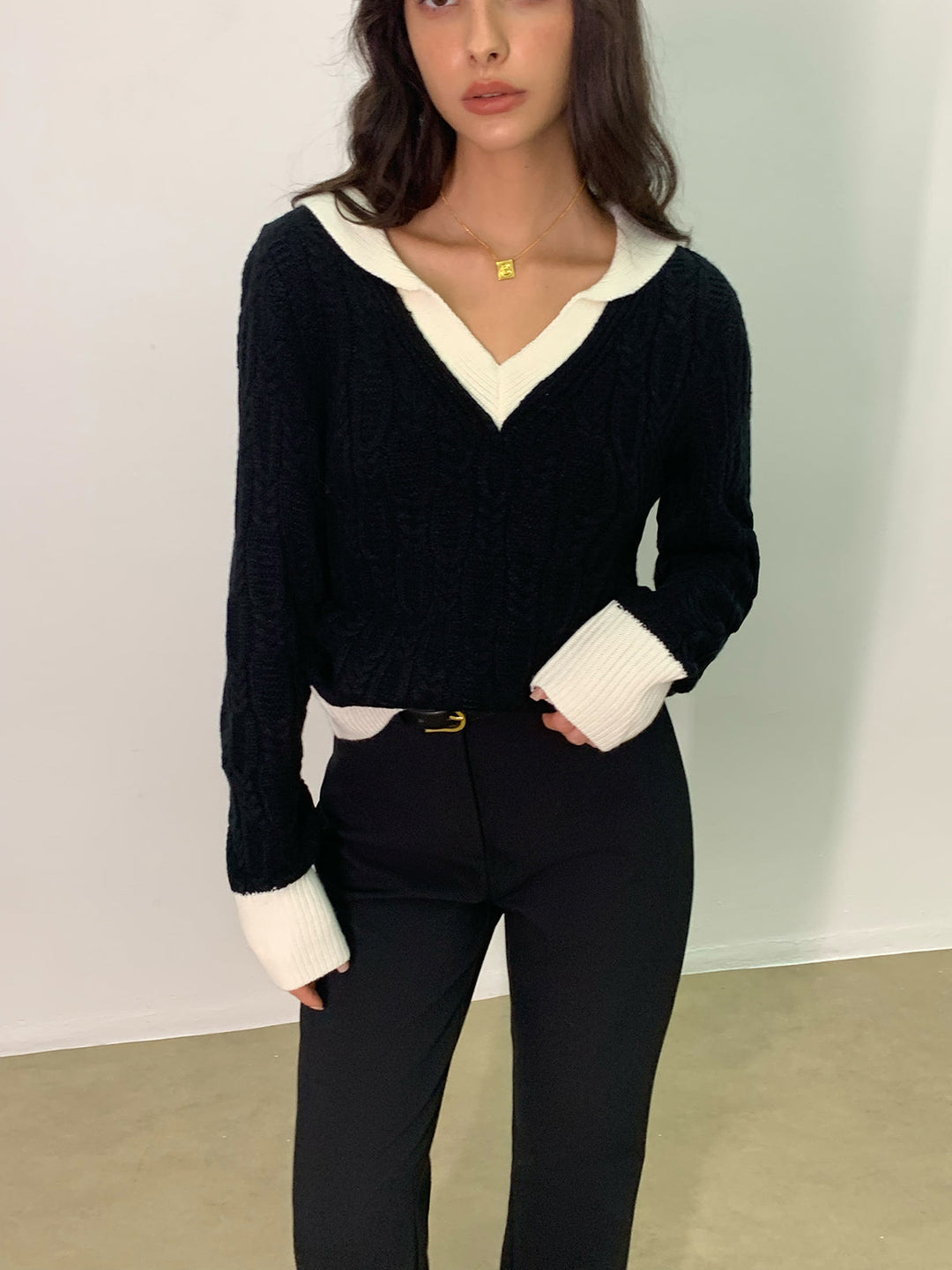 Pull Col en V Color Block