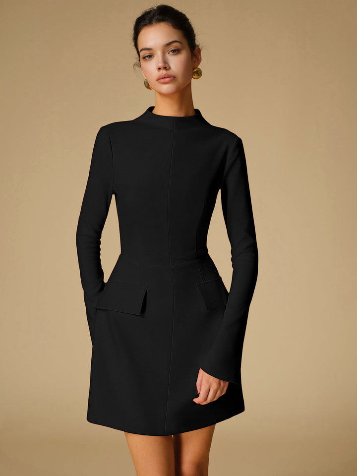 Robe Col Montant Minimaliste Lisse