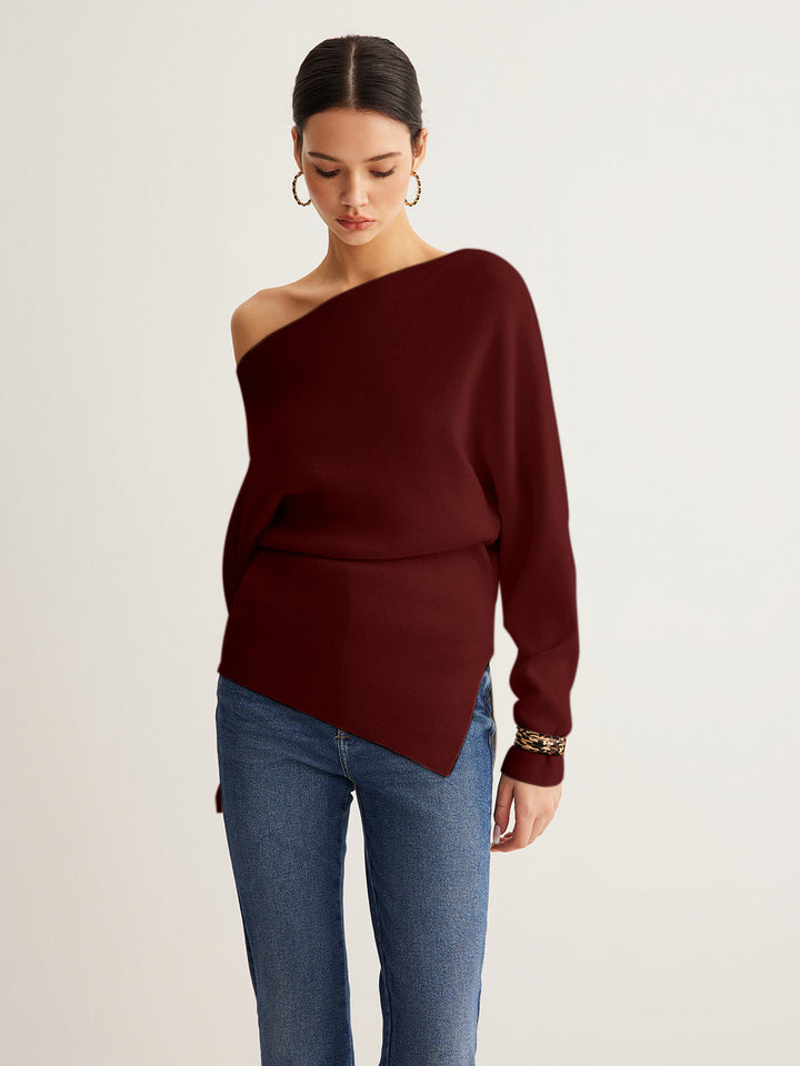 Haut en maille asymétrique en mélange de laine