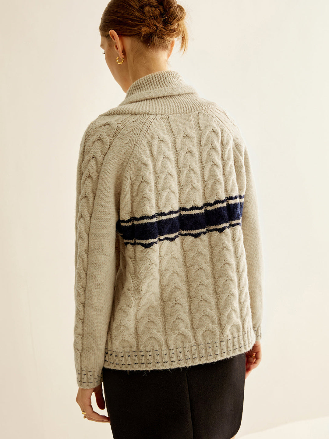 Vêtement d'extérieur en tricot torsadé avec fermeture à glissière Color Block