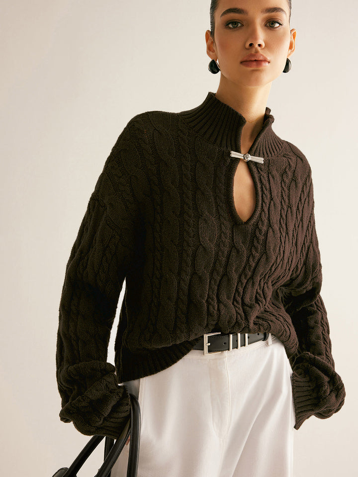 Haut en tricot à col clé en coton