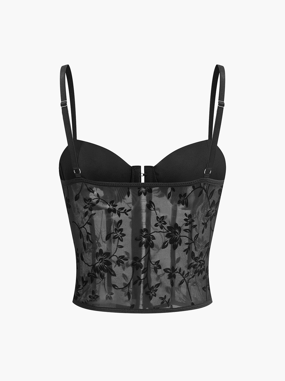 Corset structuré en maille transparente florale