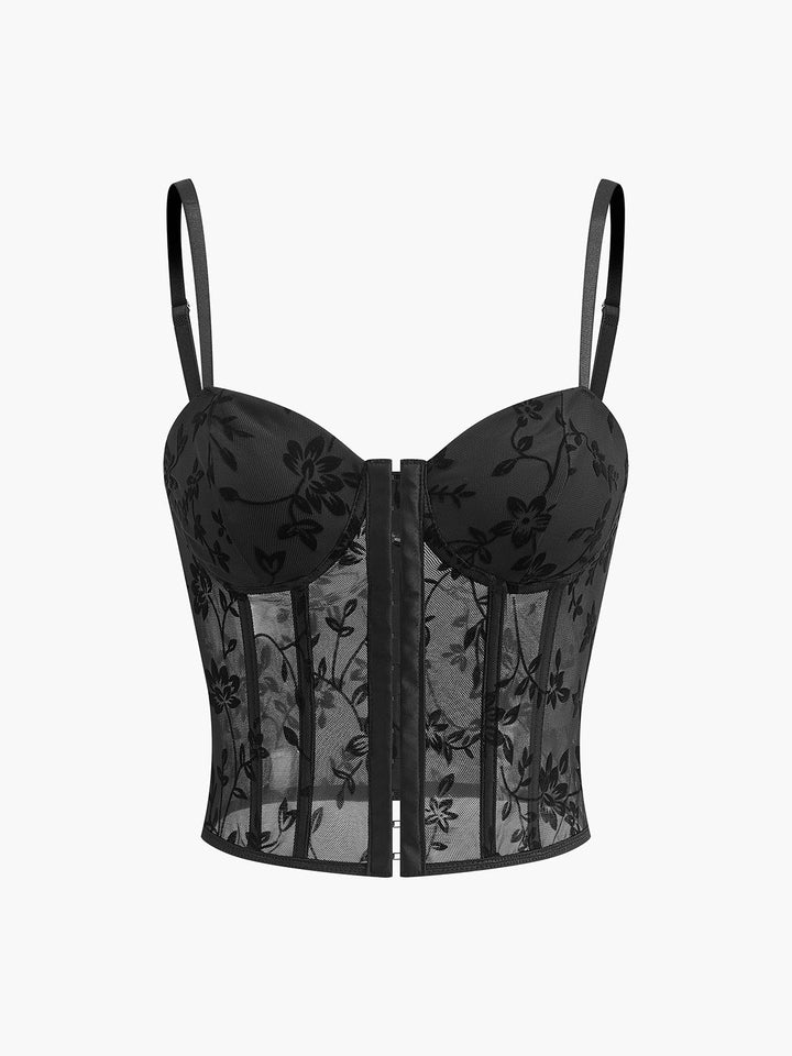 Corset structuré en maille transparente florale