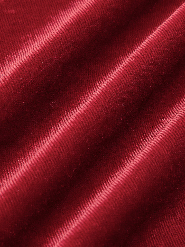 Robe en velours noué à col montant