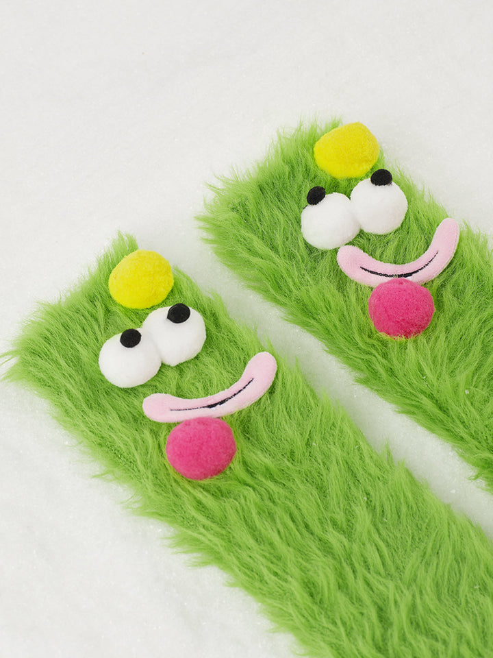 Chaussettes Mi-Mollet en Velours Corail de Dessin Animé