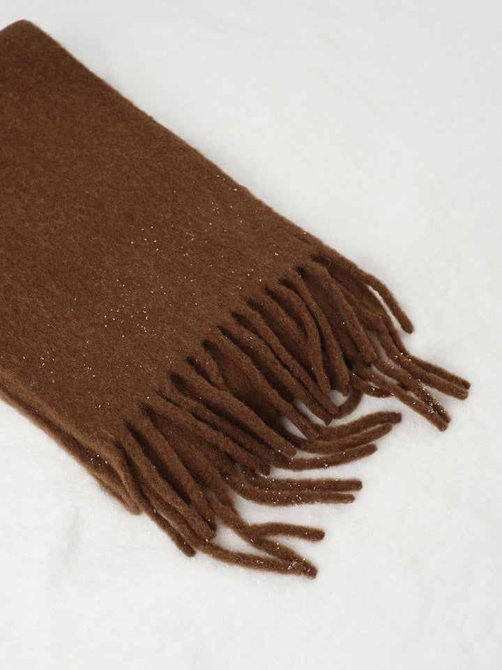 Foulard à glands minimaliste en mélange de laine