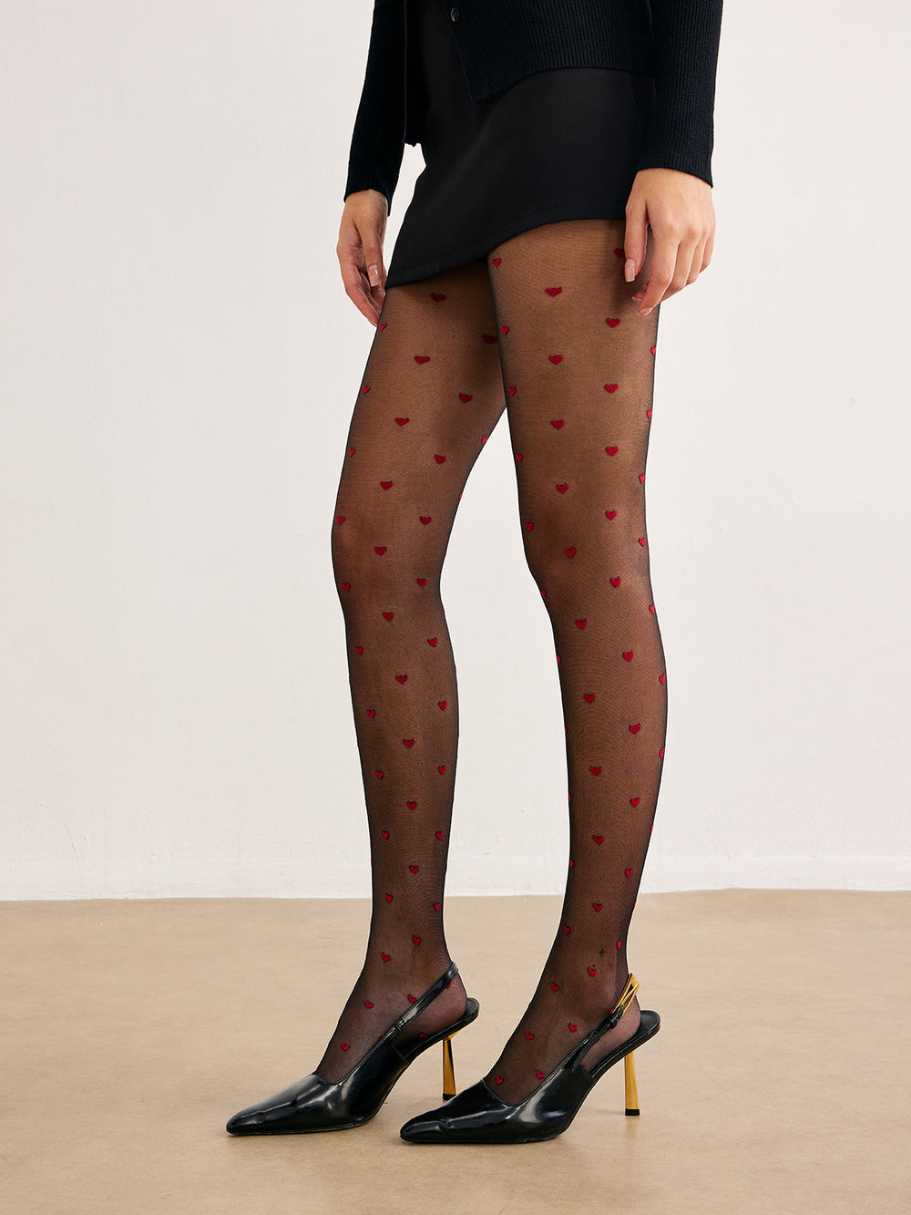 Collants en tulle à motif cœur