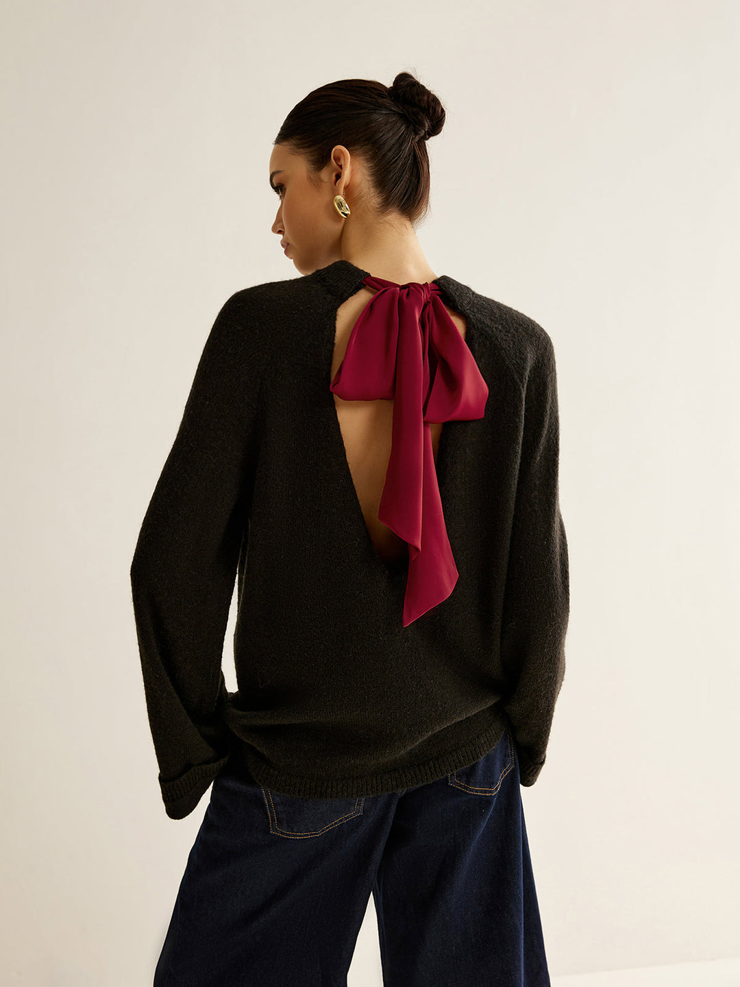 Pull En Maille Oversize Dos Nu à Nouer