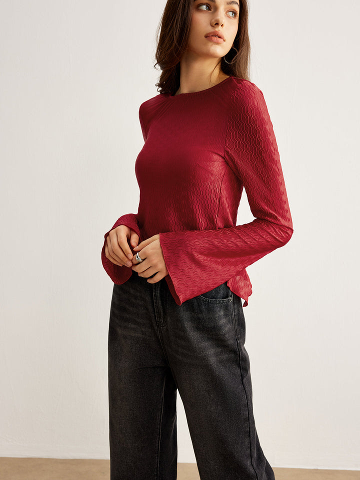 Blouse à dos nu texturée Curve