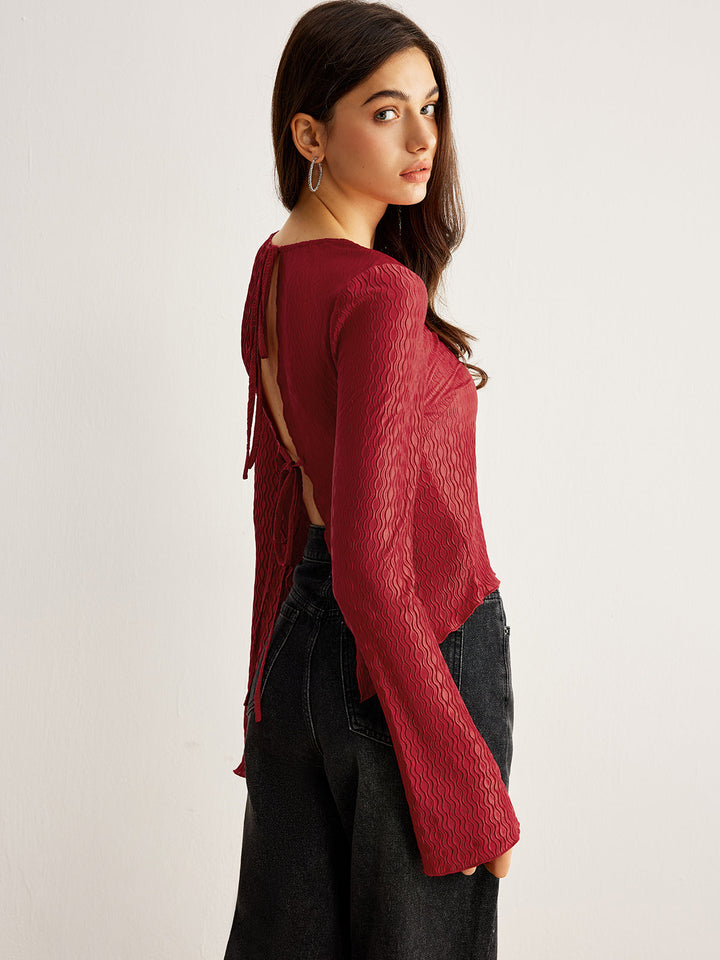 Blouse à dos nu texturée Curve