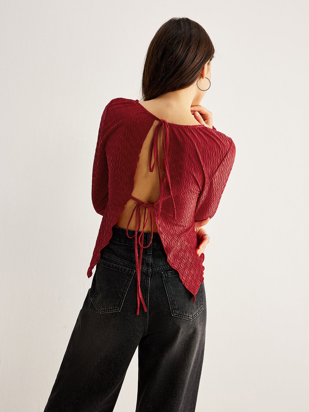 Blouse à dos nu texturée Curve
