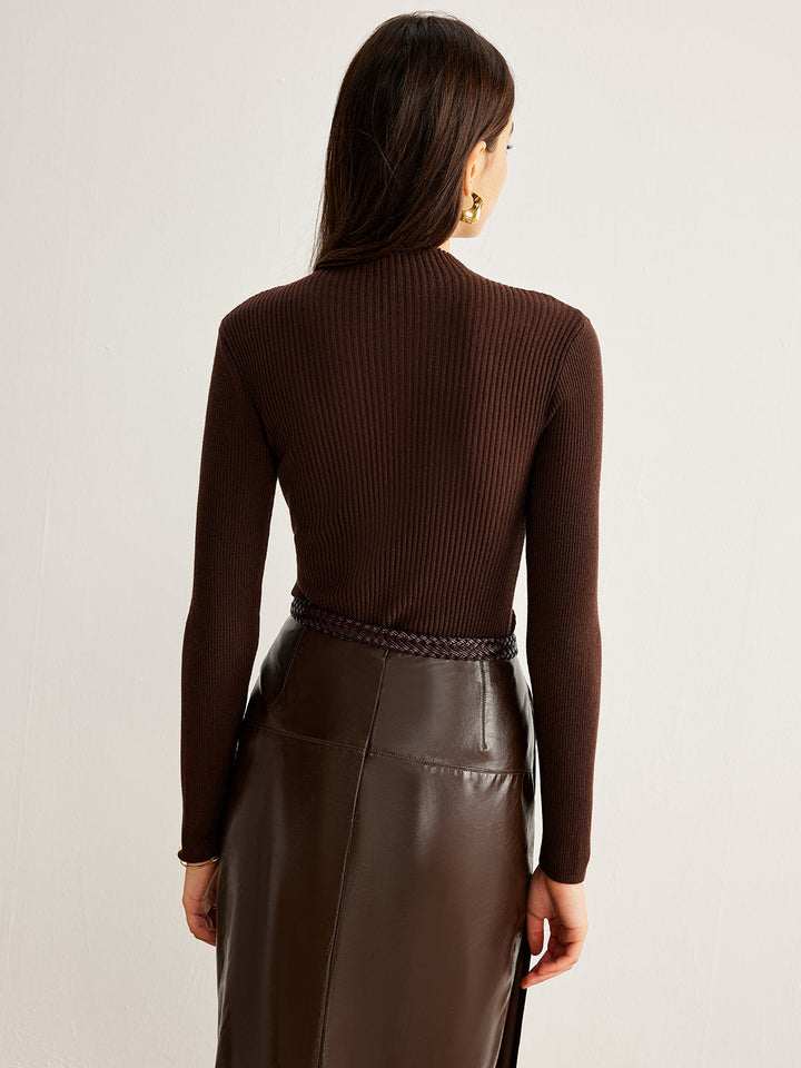 Pull ajusté en laine mélangée avec panneaux