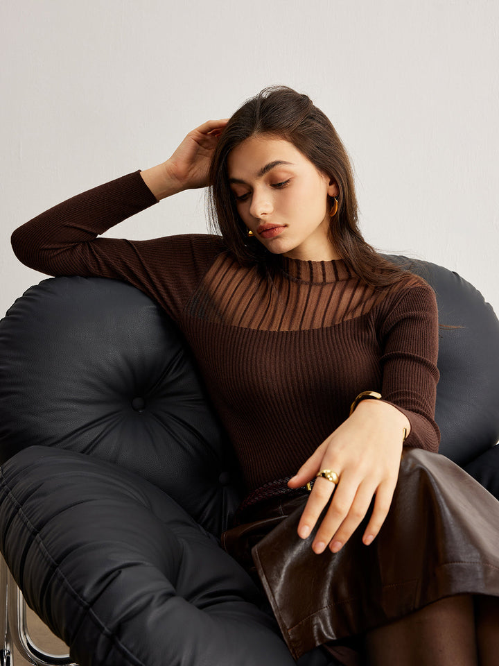 Pull ajusté en laine mélangée avec panneaux