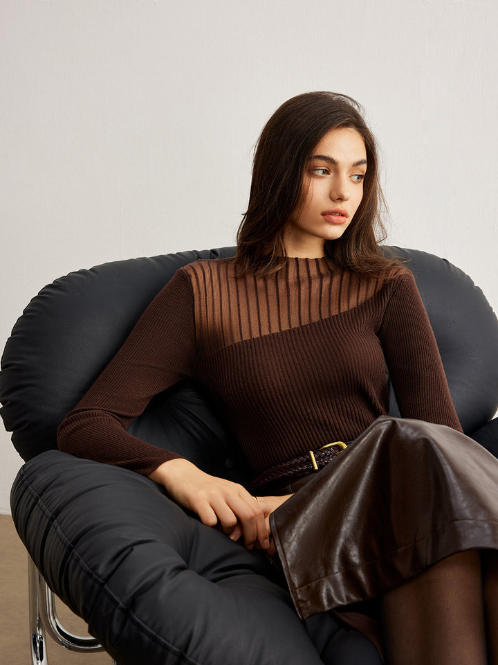 Pull ajusté en laine mélangée avec panneaux