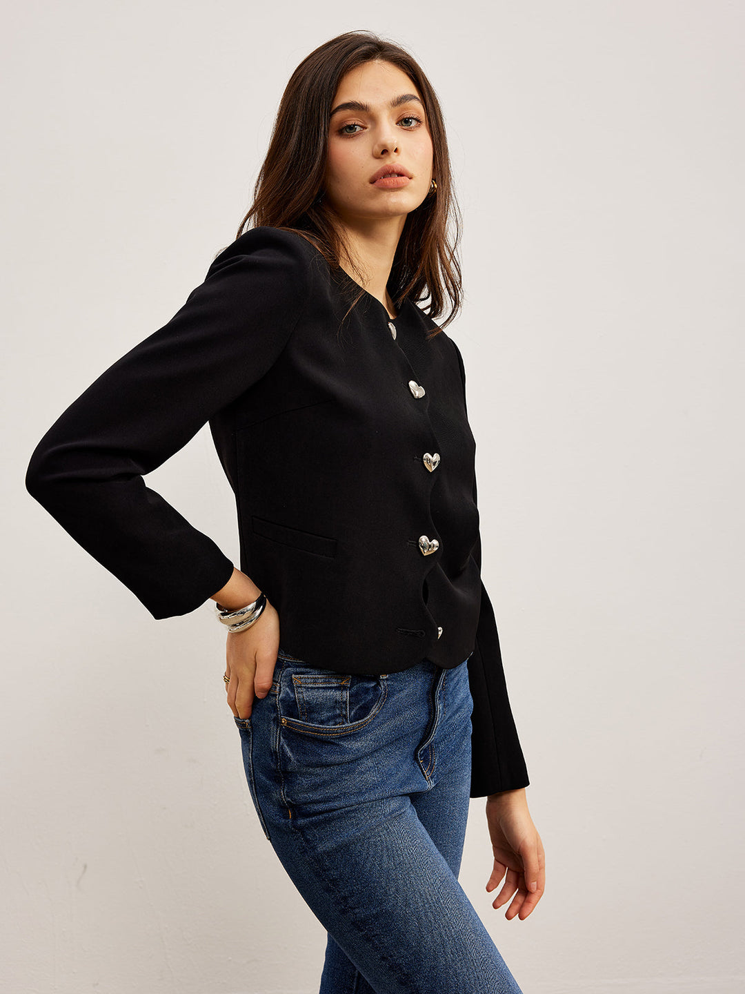 Veste Coupe Regular à Boutons Coeur