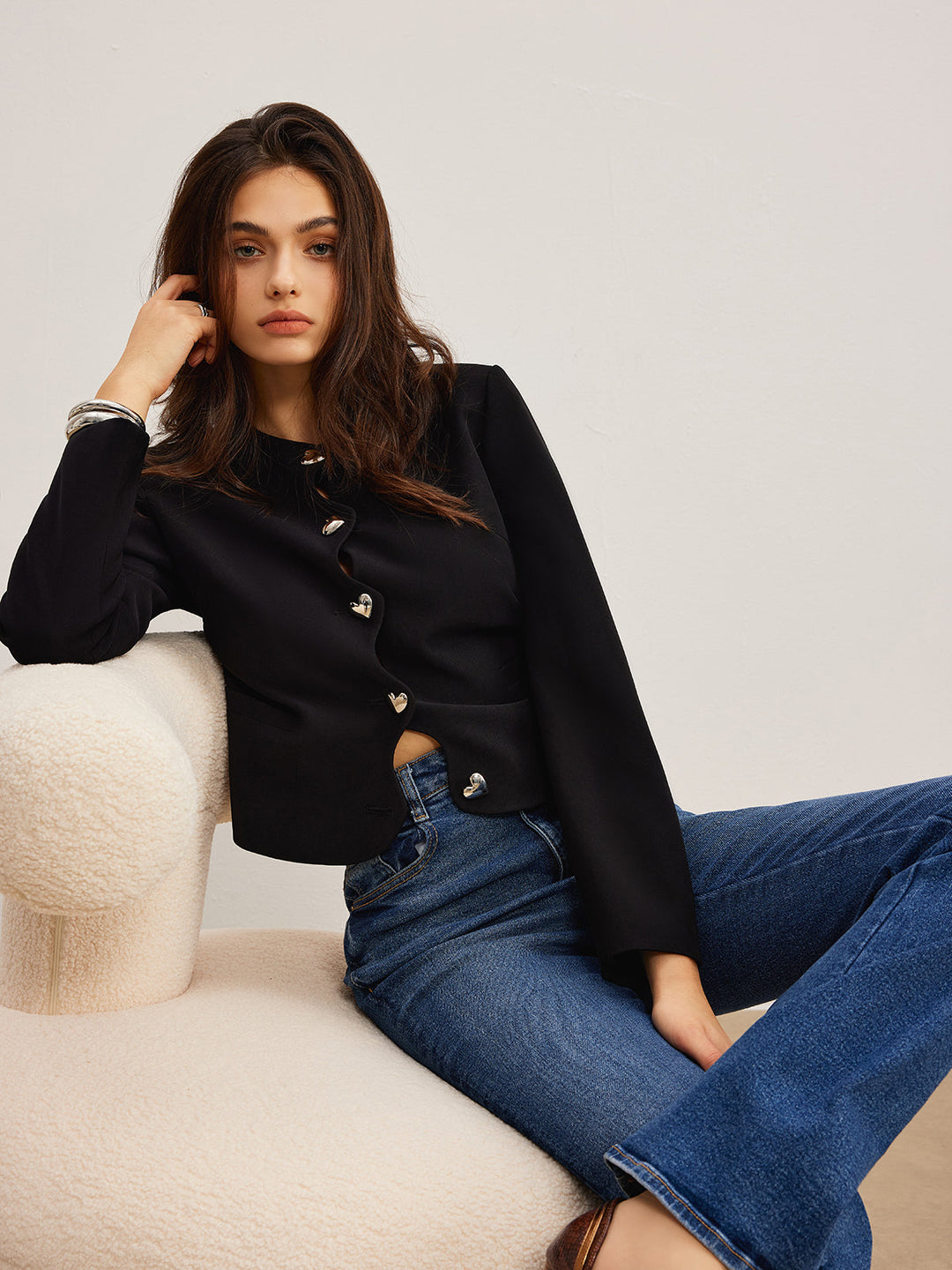 Veste Coupe Regular à Boutons Coeur