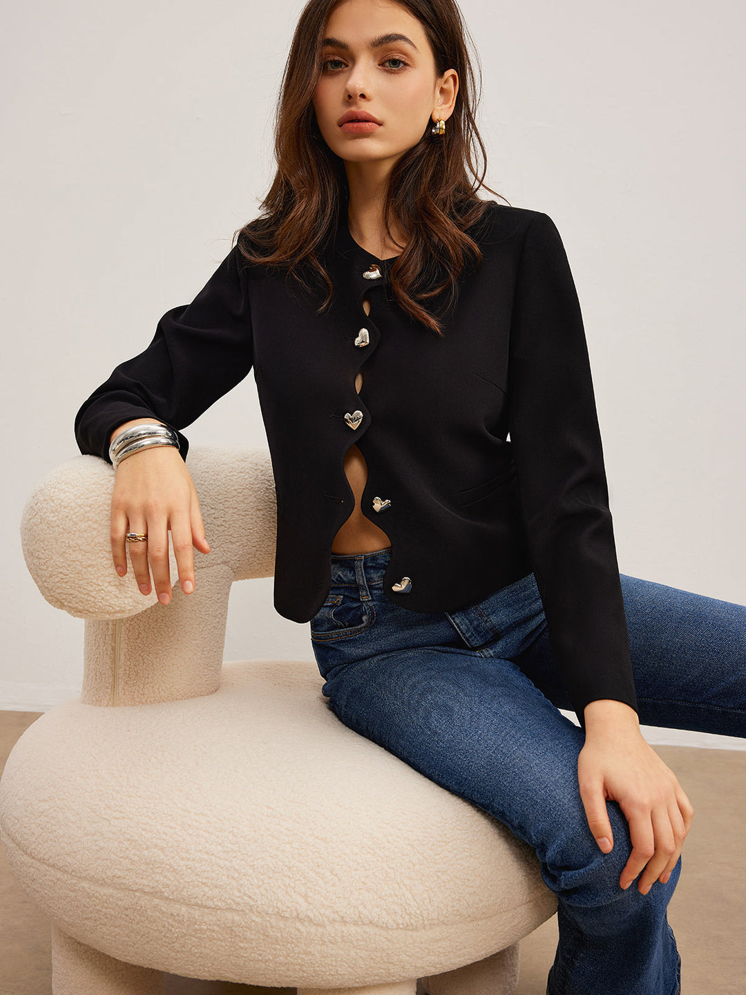 Veste Coupe Regular à Boutons Coeur