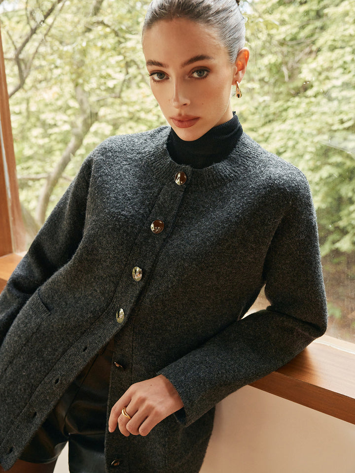 Cardigan Doux Polyvalent à Boutons