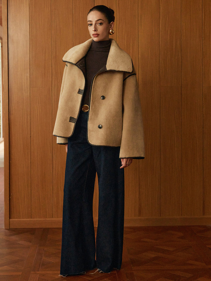 Manteau Minky à Passepoil Contrasté