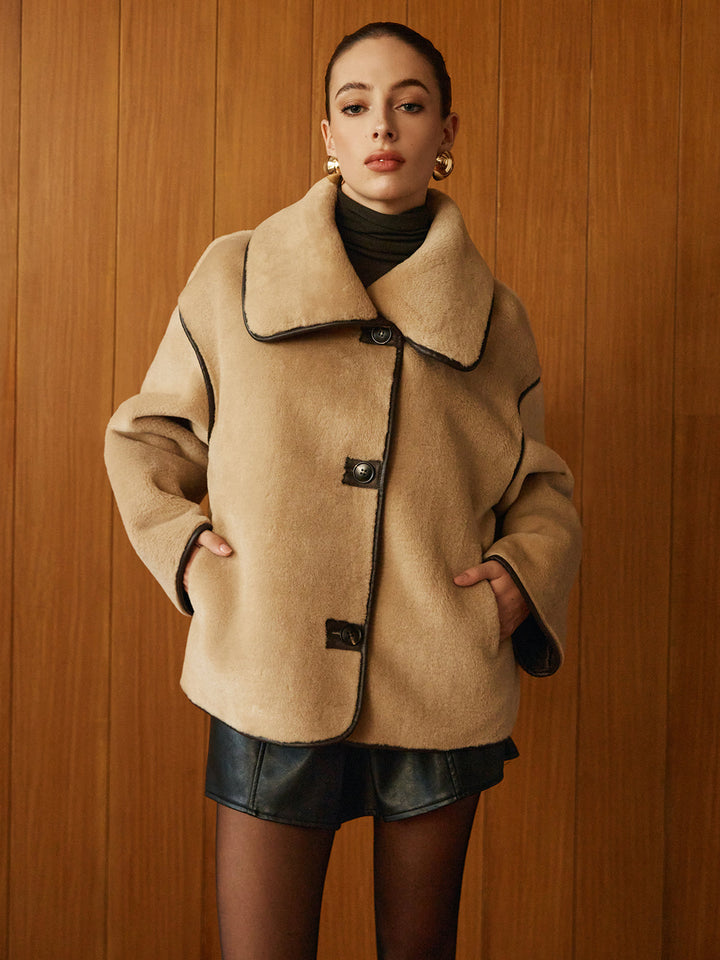 Manteau Minky à Passepoil Contrasté