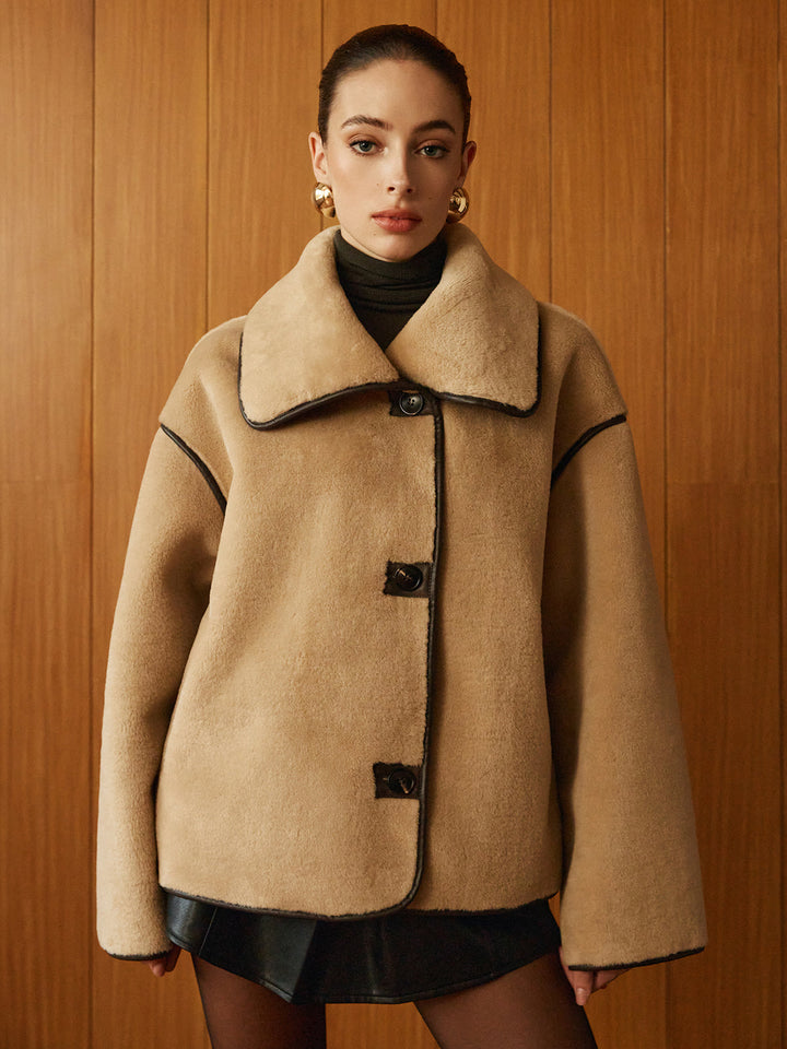 Manteau Minky à Passepoil Contrasté