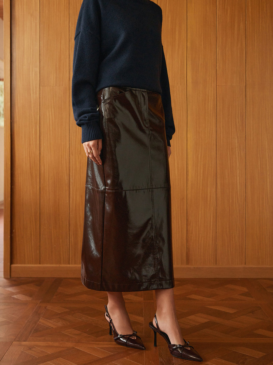 Jupe Fausse Cuir fendue