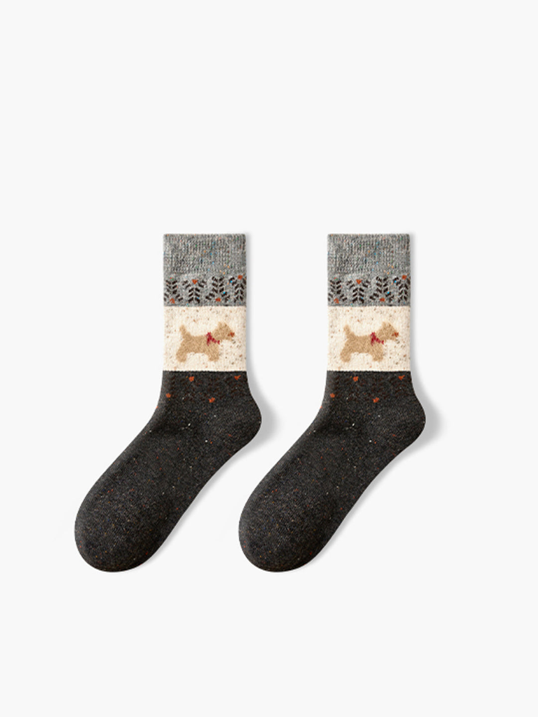 1pr Chaussettes en Laine à Motif Chiot