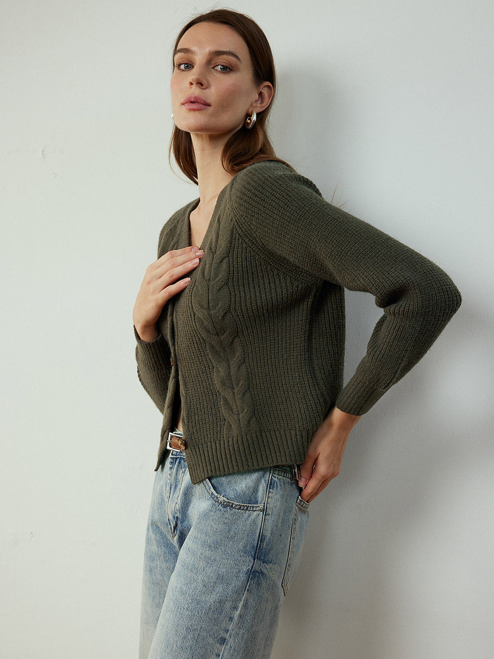 Cardigan Bouton Tournant Rétro