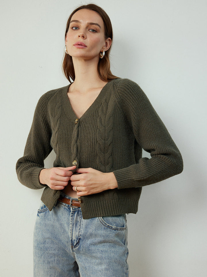 Cardigan Bouton Tournant Rétro