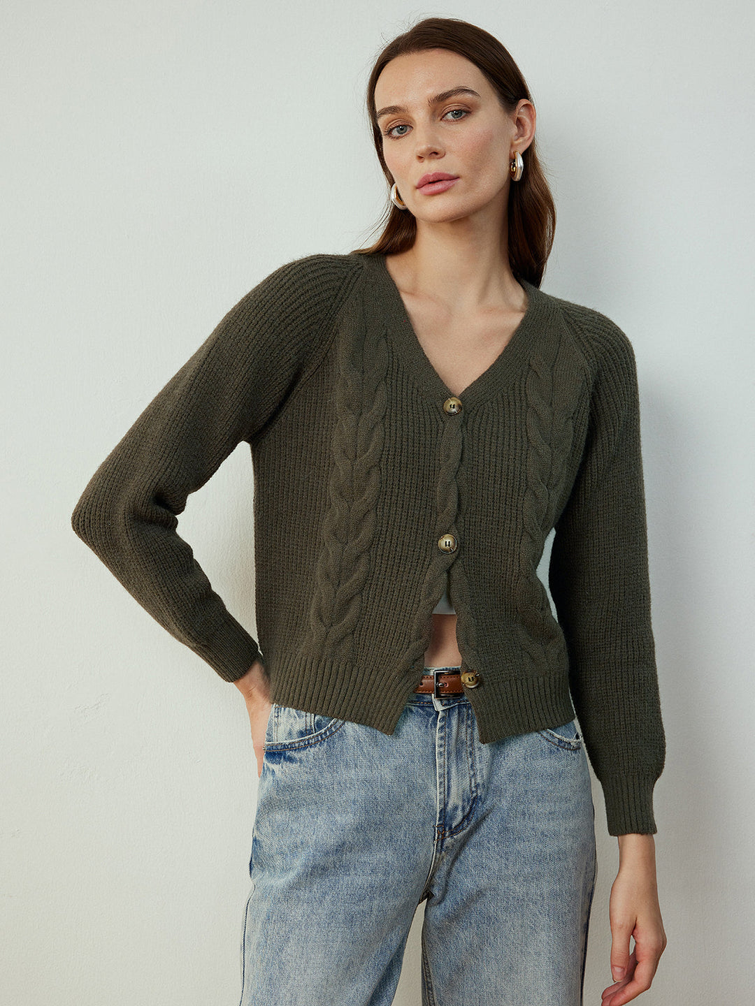 Cardigan Bouton Tournant Rétro