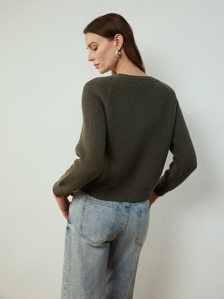 Cardigan Bouton Tournant Rétro