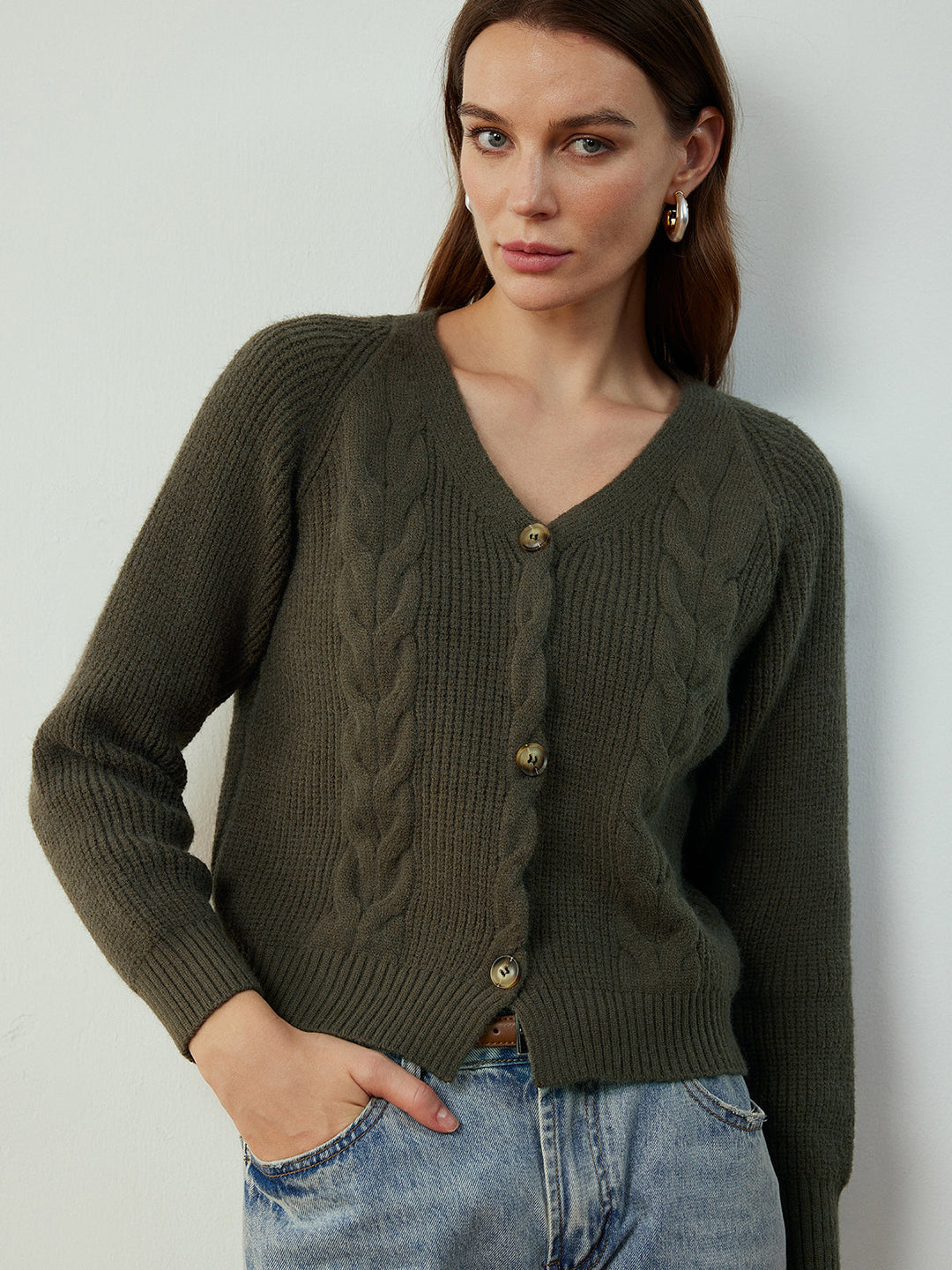 Cardigan Bouton Tournant Rétro