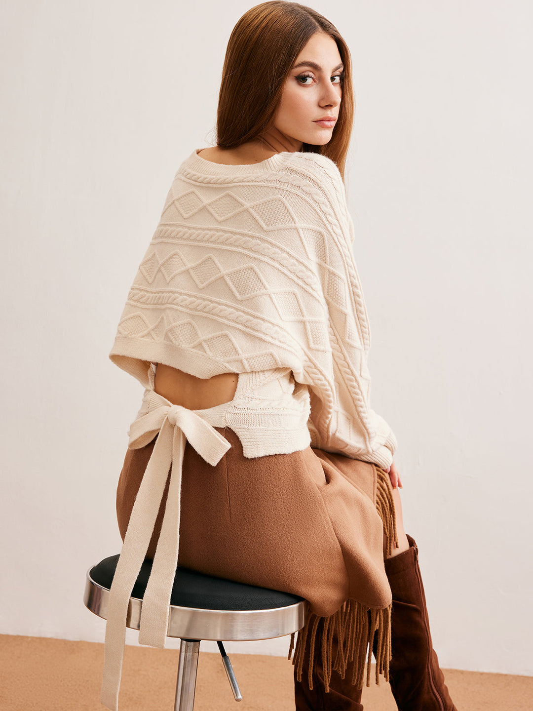 Haut en tricot avec liens dans le dos