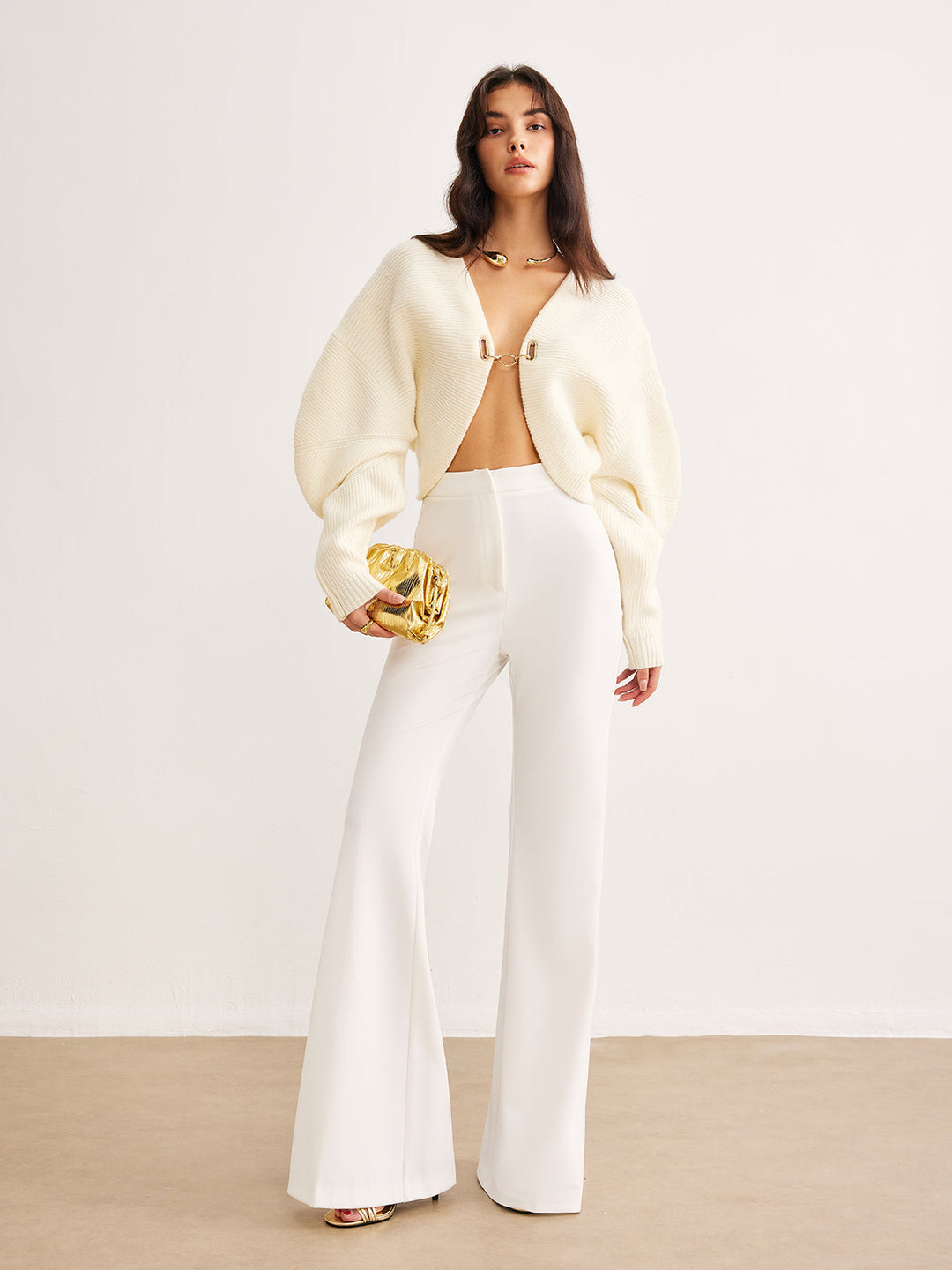 Cardigan Manches Gigot Métal