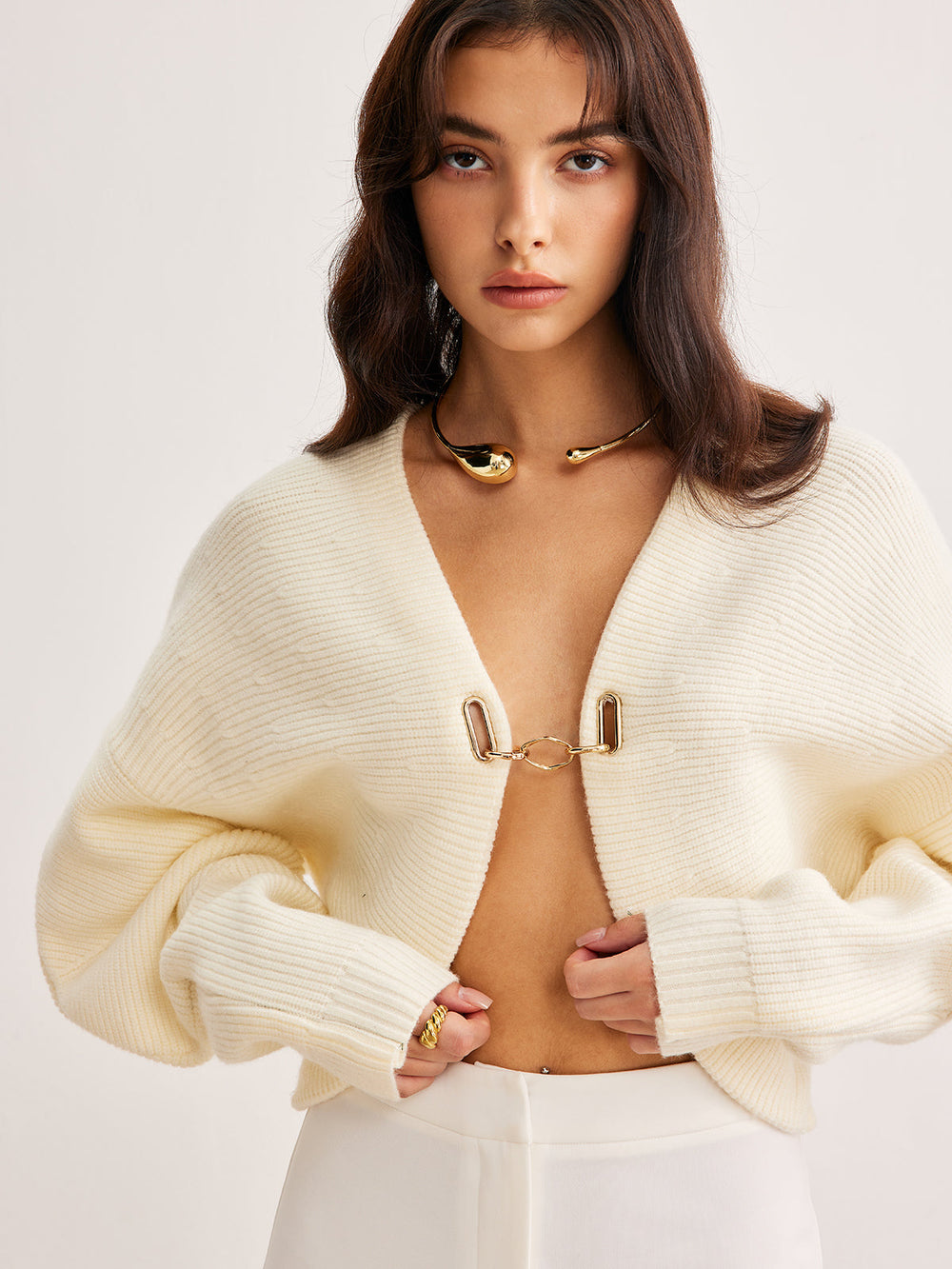 Cardigan Manches Gigot Métal
