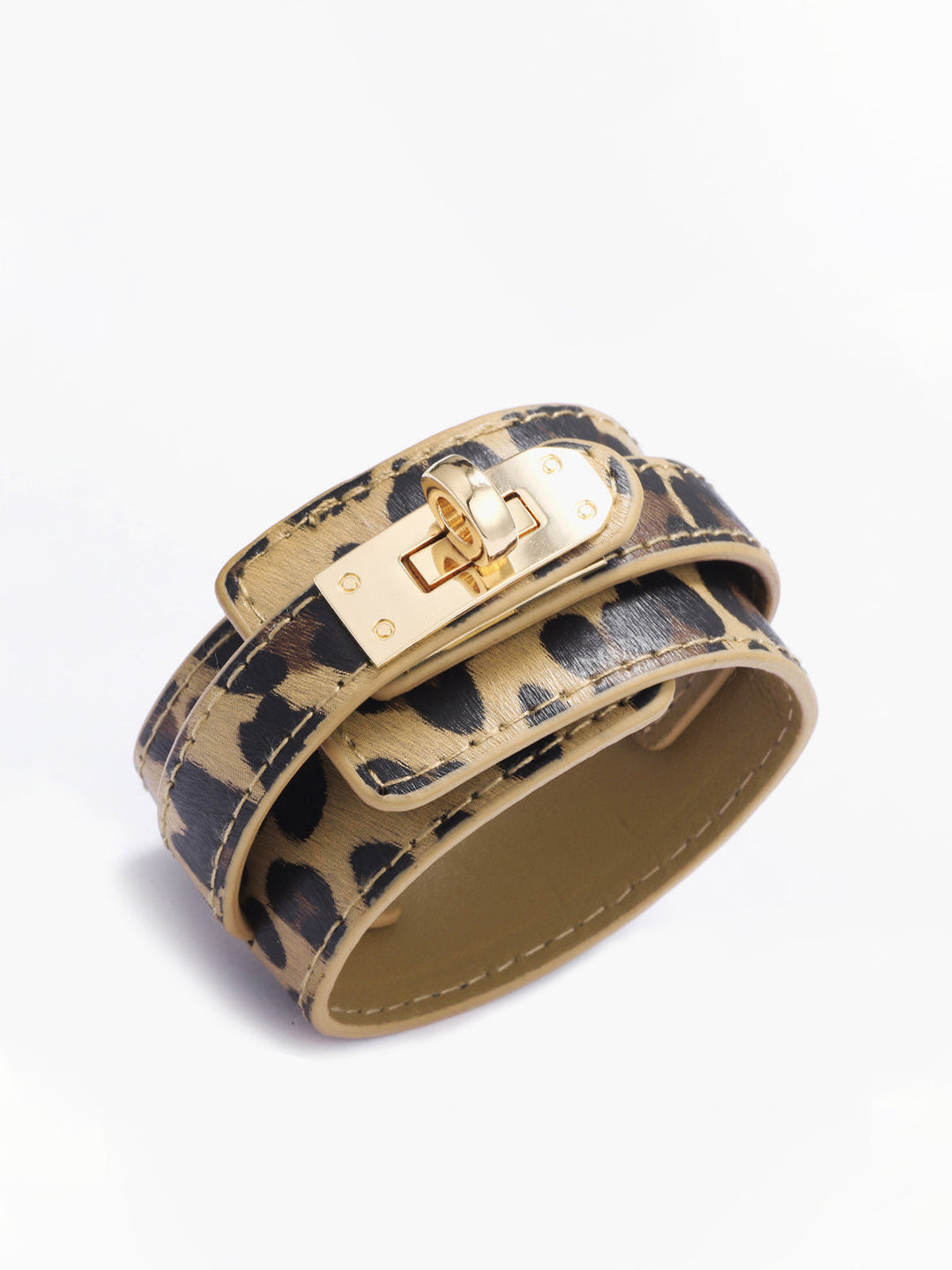 Bracelet en cuir imprimé léopard