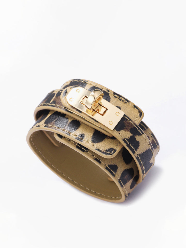 Bracelet en cuir imprimé léopard