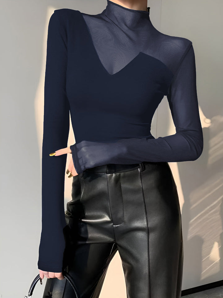 T-Shirt en maille sheer asymétrique