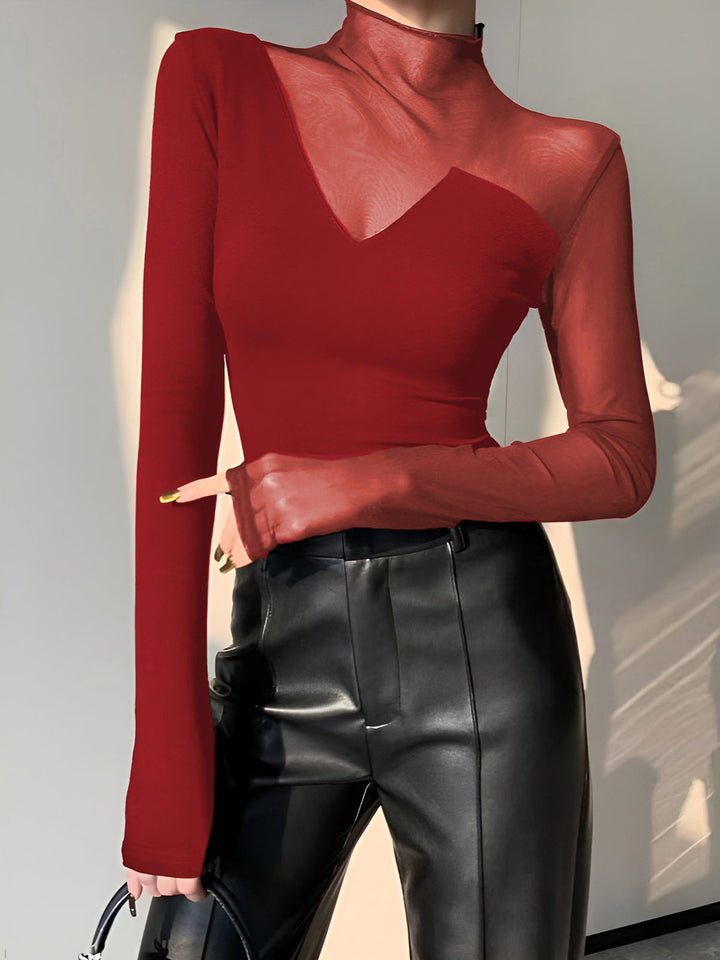 T-Shirt en maille sheer asymétrique