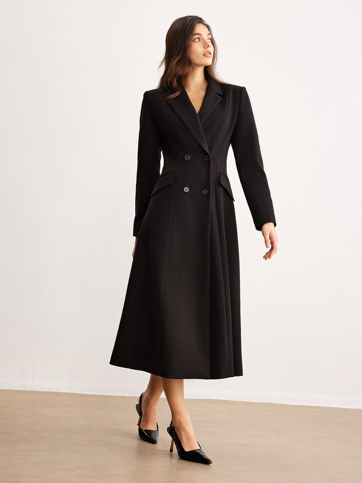 Blazer Longue à Revers Boutonné