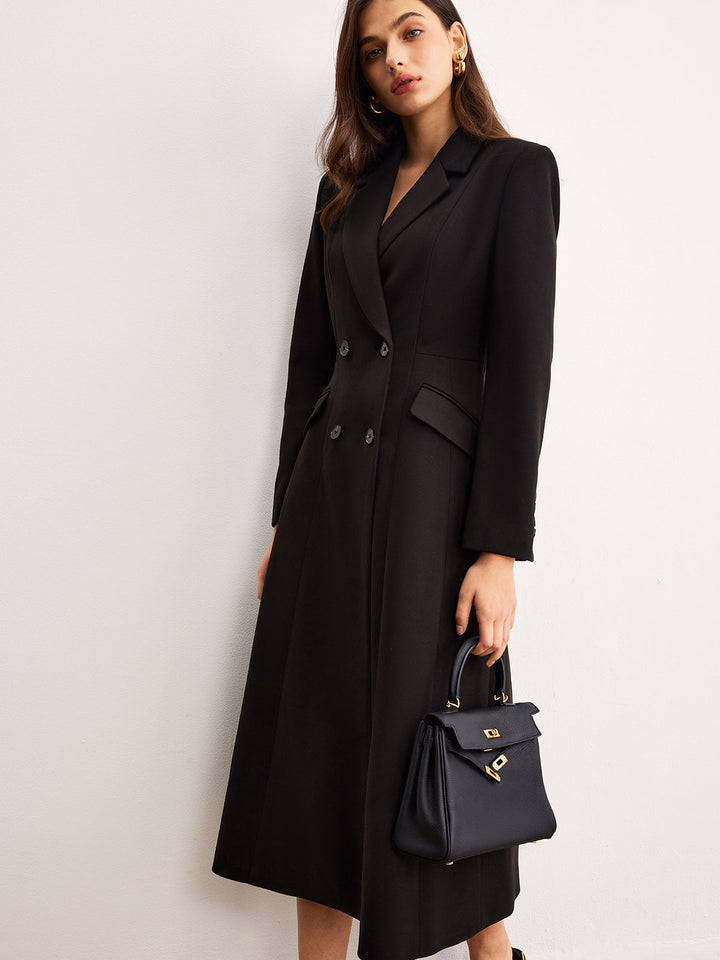 Blazer Longue à Revers Boutonné